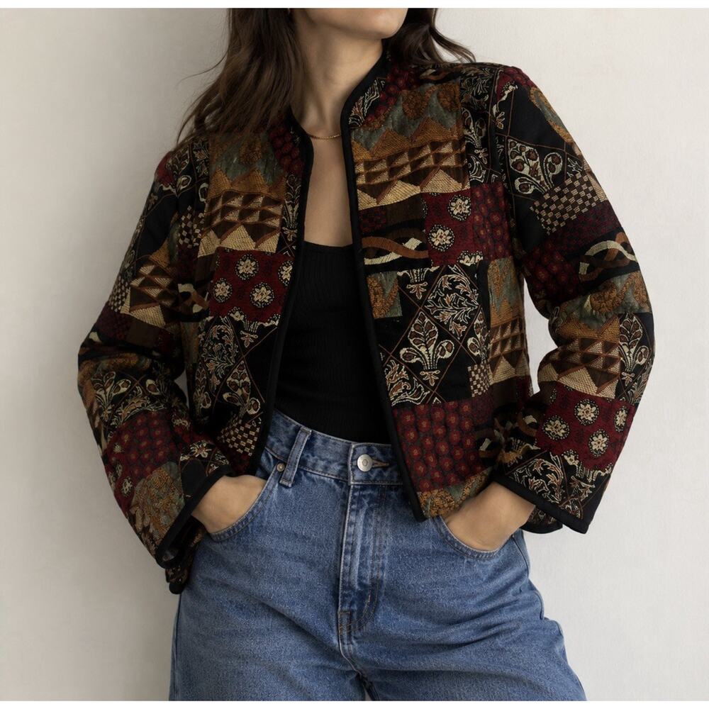 Vintage Preswick & Moore Women’s Tapestry Open Front Jacket Blazer Size L / XL